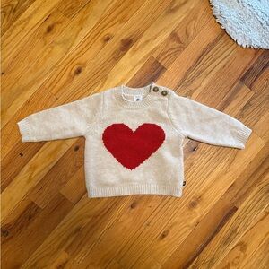 Petit Bateau Cream Heart Baby Sweater 12m